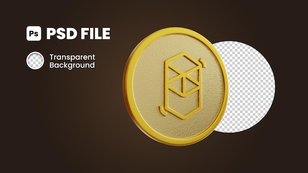 Moneda de criptomoneda ftm dorada 3d