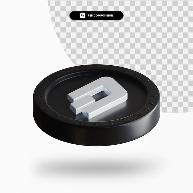 Moneda criptomoneda negra renderizado 3d aislado