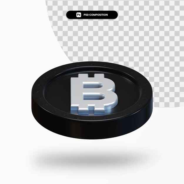 Moneda criptomoneda negra renderizado 3d aislado