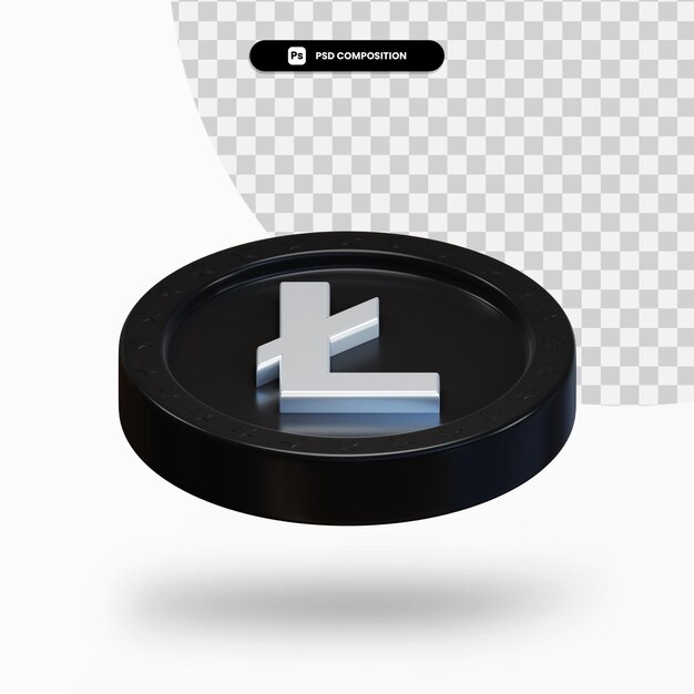 Moneda criptomoneda negra renderizado 3d aislado