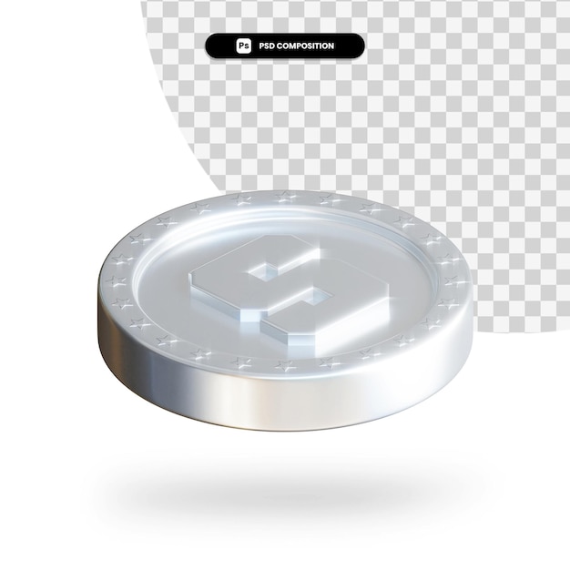 PSD moneda de criptomoneda de plata renderizado 3d aislado