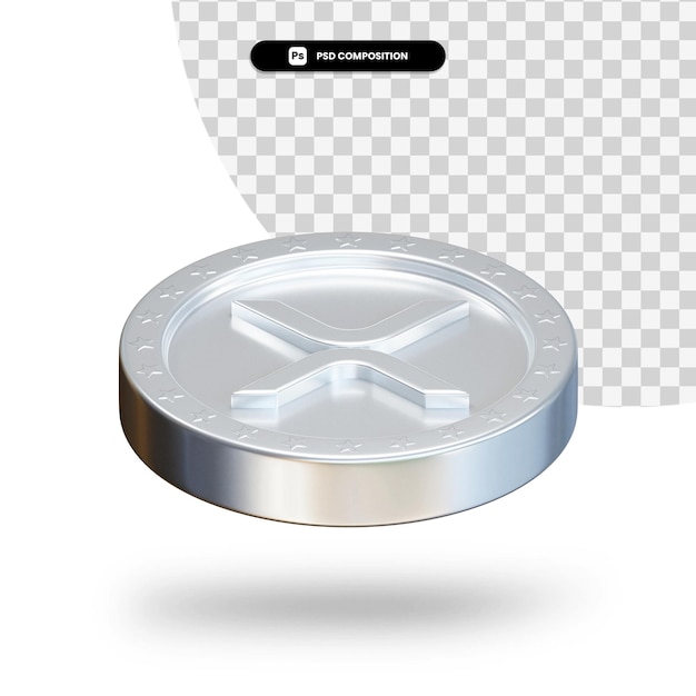 Moneda de criptomoneda de plata renderizado 3d aislado