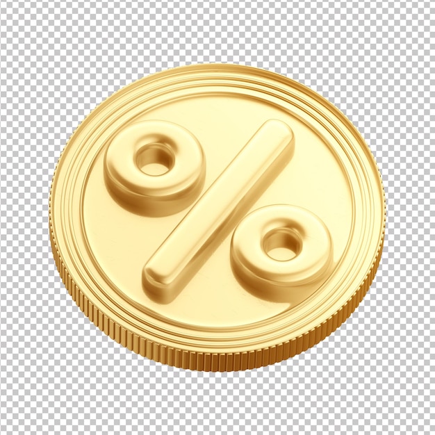 Moneda de descuento dorada modelo 3d