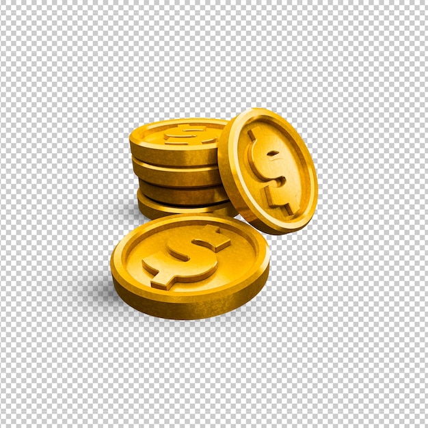 PSD moneda de dólar 3d con bg transparente