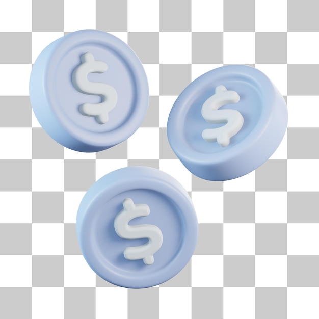 moneda, dólar, 3d, icono