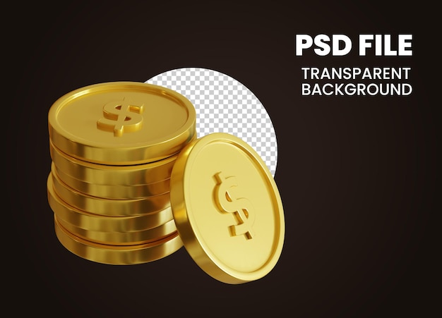 PSD moneda de dólar apilada de oro 3d