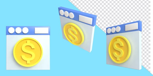 Moneda de dólar de ilustración de renderizado de activos 3D