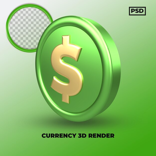 Moneda de dólar USD de renderizado 3D