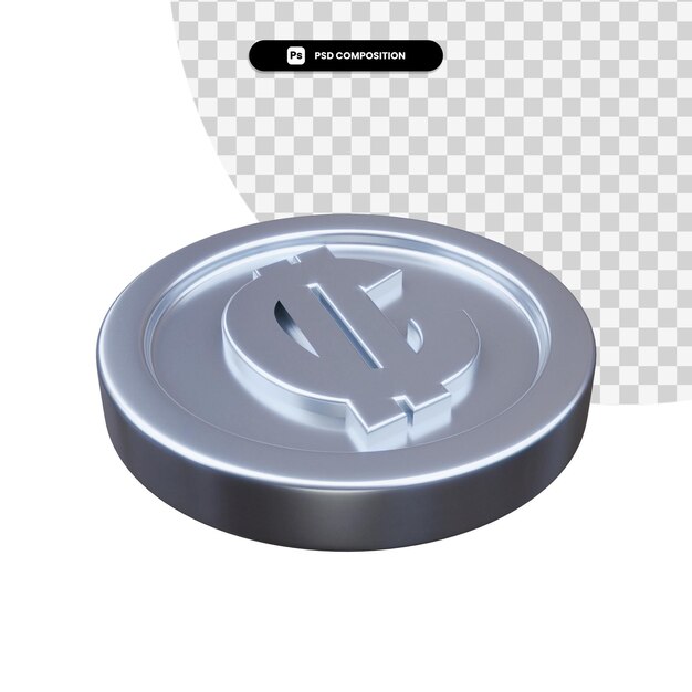 Moneda de dos puntos de plata representación 3d aislada