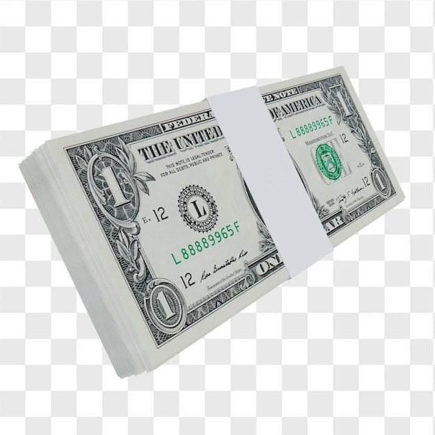 PSD moneda de ee. uu. dólar 1: pila de billetes de dólar de ee. uu.
