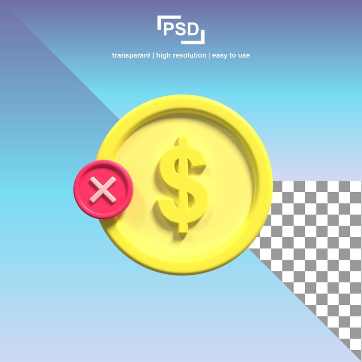 PSD moneda de eliminación 3d
