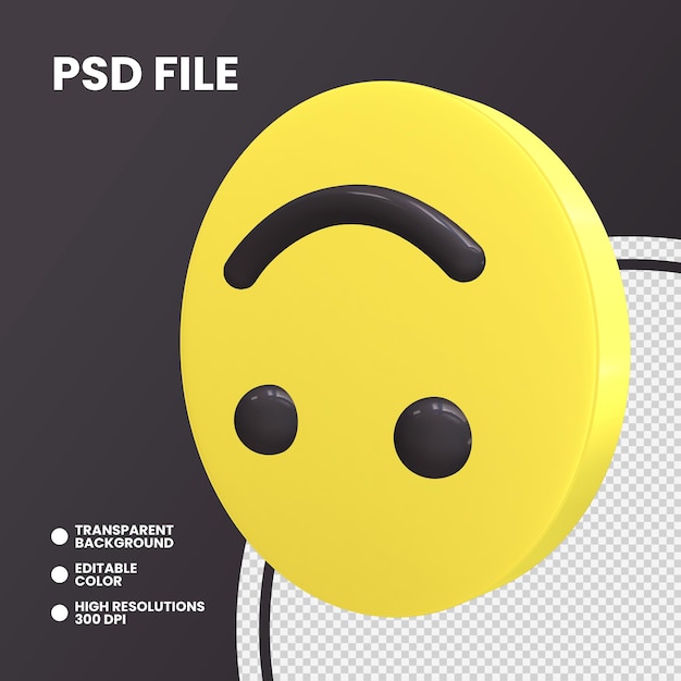 PSD moneda de emoji render 3d aislado cara al revés