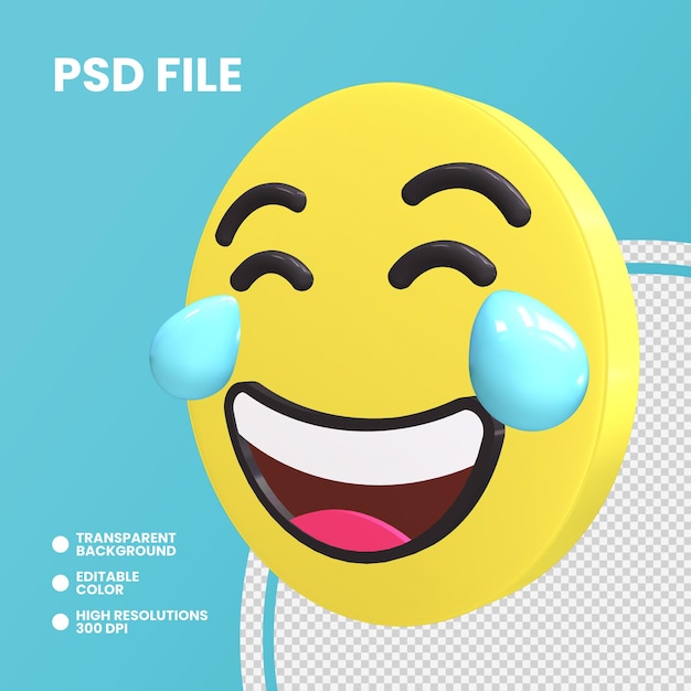 Moneda de Emoji render 3d aislado cara con lágrimas de alegría