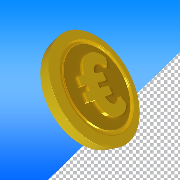Moneda de euro 3d de oro realista sobre fondo transparente