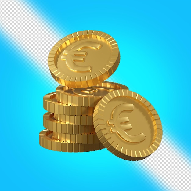 moneda de euro, 3d, render