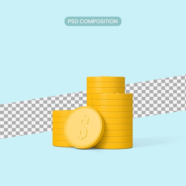 moneda, finanzas, icono, 3d, ilustración