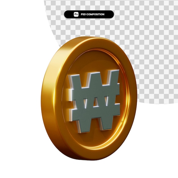 Moneda ganó representación 3d aislada