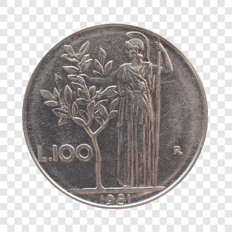 PSD moneda italiana de 100 liras transparente