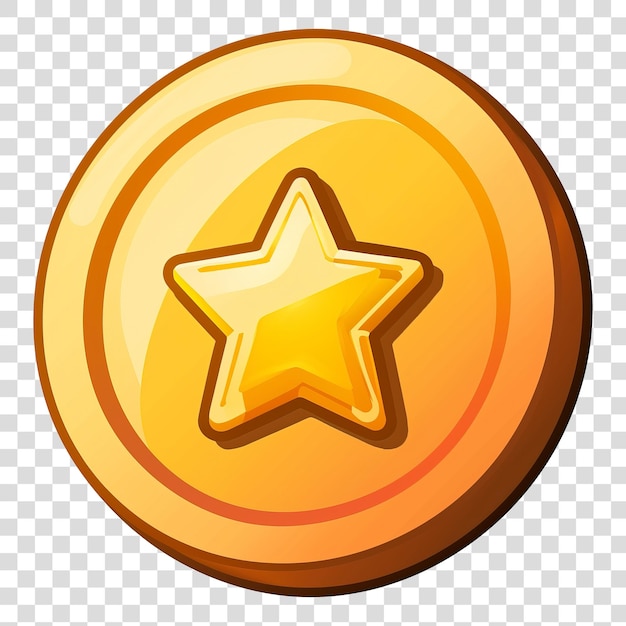 Moneda de juego con icono de estrella aislado en fondo transparente png