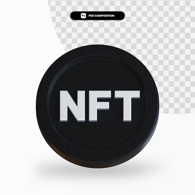 Moneda negra de criptomoneda 3D que se muestra aislada