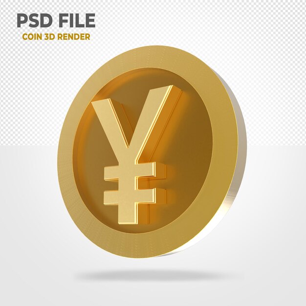 PSD moneda de oro 3d yen