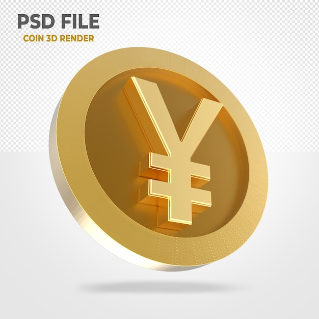 PSD moneda de oro 3d yen