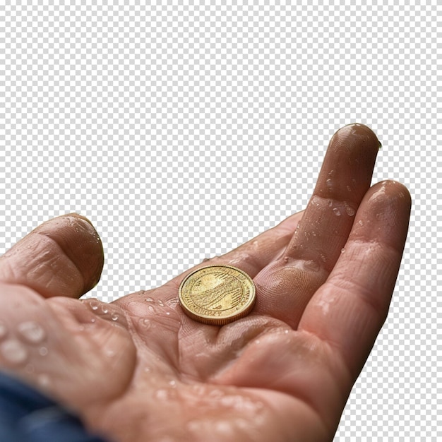 PSD una moneda de oro aislada sobre un fondo transparente un centavo de día