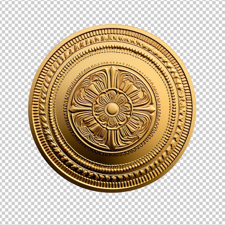 PSD moneda de oro aislada sobre un fondo transparente