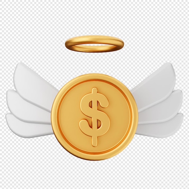 Una moneda de oro con alas y una moneda de oro en ella