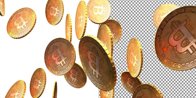 Moneda de oro bitcoin criptomoneda. Fondo transparente