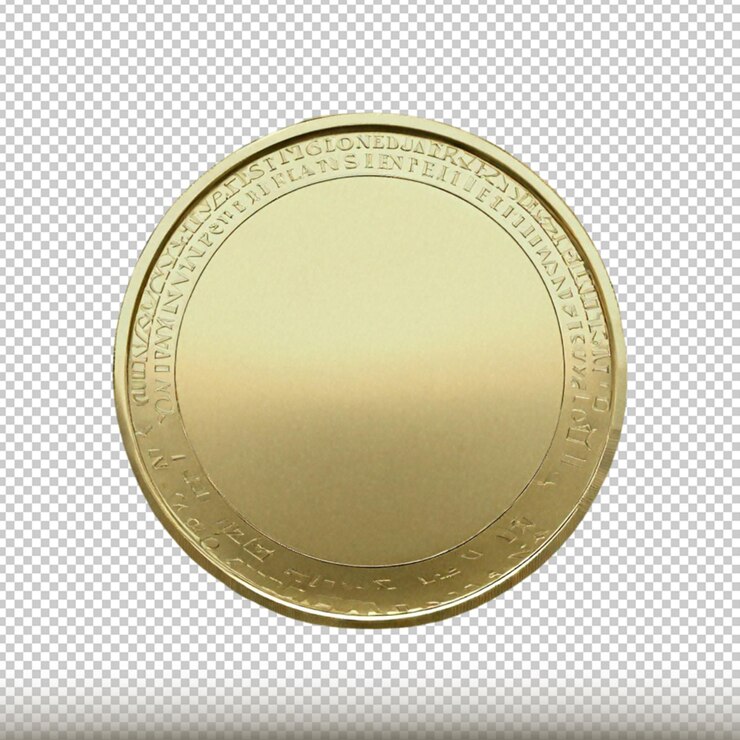 PSD moneda de oro en blanco aislada sobre un fondo transparente