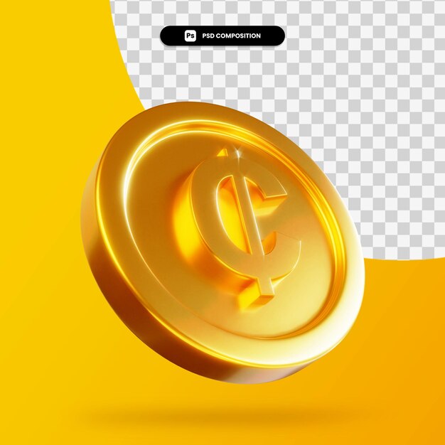 PSD moneda de oro cedi renderizado 3d aislado