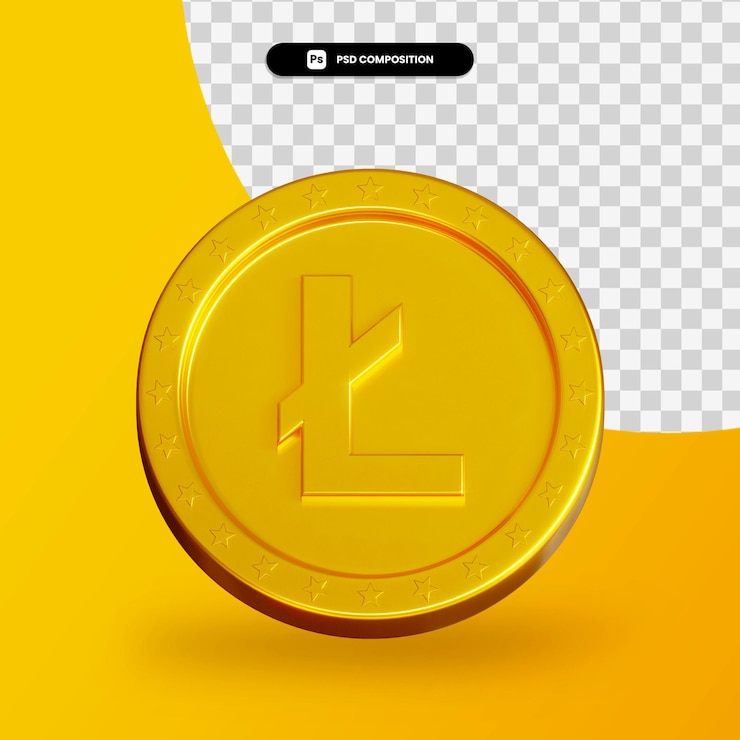 PSD moneda de oro criptomoneda renderizado 3d aislado