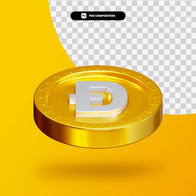 Moneda de oro criptomoneda renderizado 3d aislado