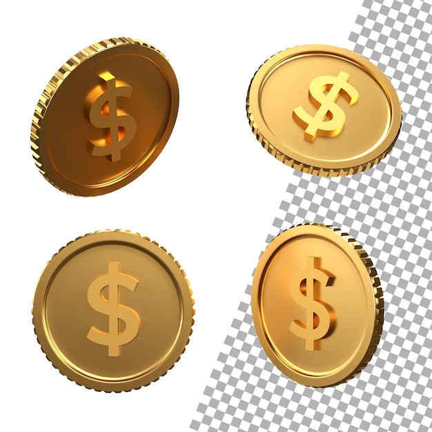 PSD moneda de oro dinero 3d renderizado aislado en un fondo transparente