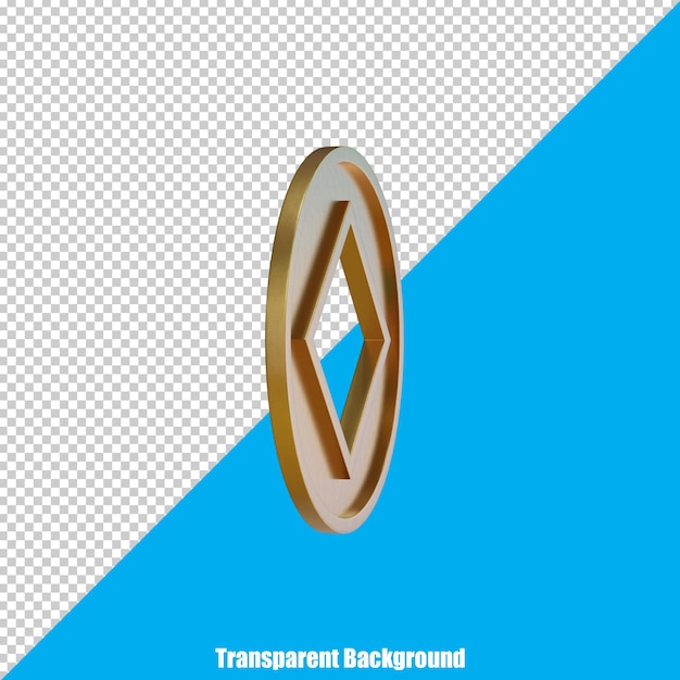 Moneda de oro estilizada 3D sobre fondo transparente