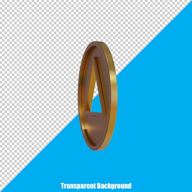 Moneda de oro estilizada 3D sobre fondo transparente