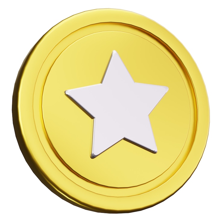 PSD moneda de oro con estrella