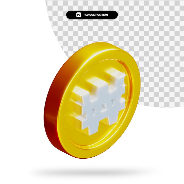 PSD moneda de oro ganó representación 3d aislada