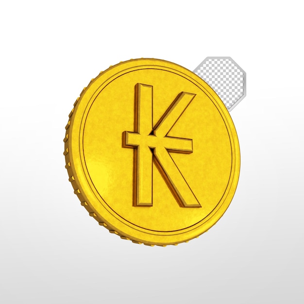 Moneda de oro kip aislado 3d render PSD archivo