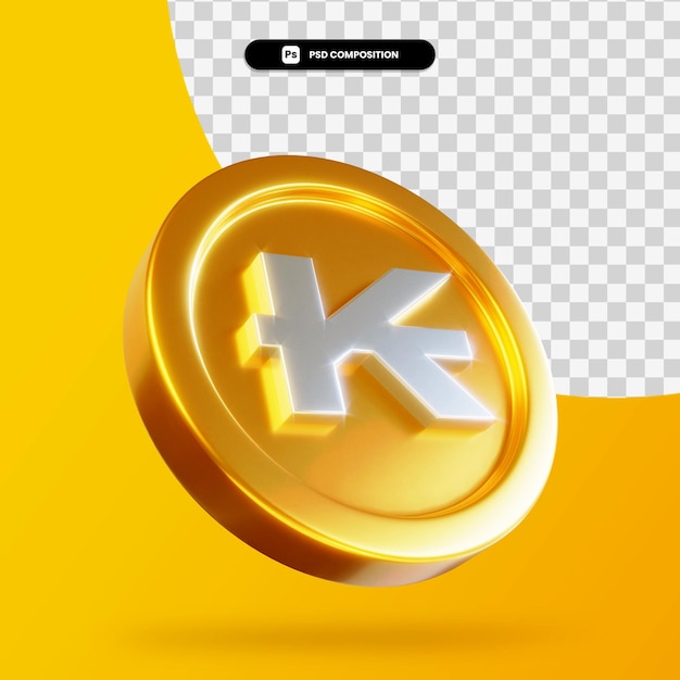 Moneda de oro laos kip renderizado 3d aislado