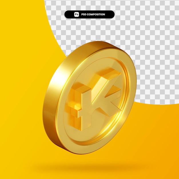 Moneda de oro laos kip renderizado 3d aislado