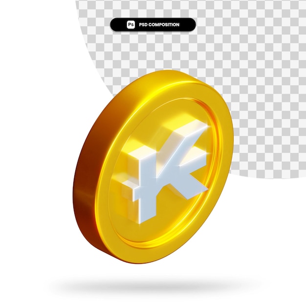 Moneda de oro laos kip renderizado 3d aislado