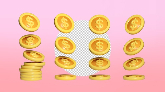 Moneda de oro modelo 3d dinero vector finanzas