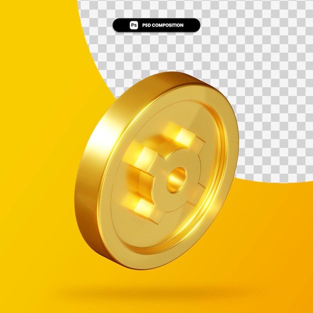 Moneda de oro moneda genérica representación 3d aislada