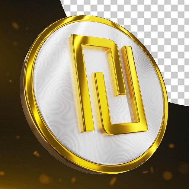 Moneda de oro Moneda Shekel Renderización en 3D