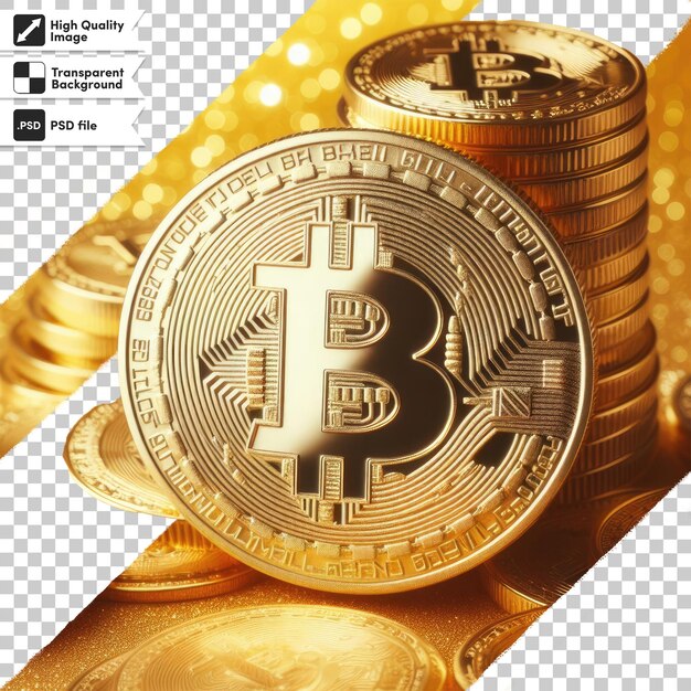 PSD moneda de oro psd con el signo de bitcoin en un fondo transparente