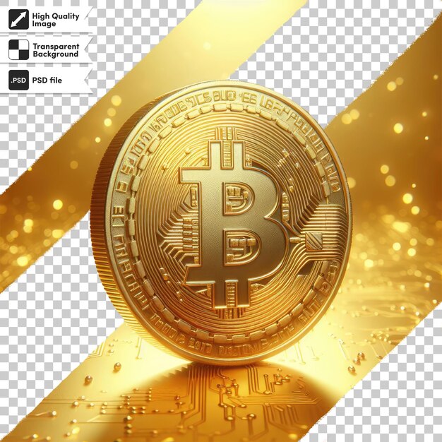 PSD moneda de oro psd con el signo de bitcoin en un fondo transparente