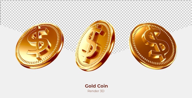 PSD moneda de oro de render 3d