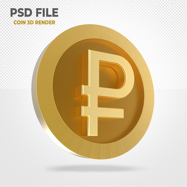 PSD moneda de oro ruble 3d